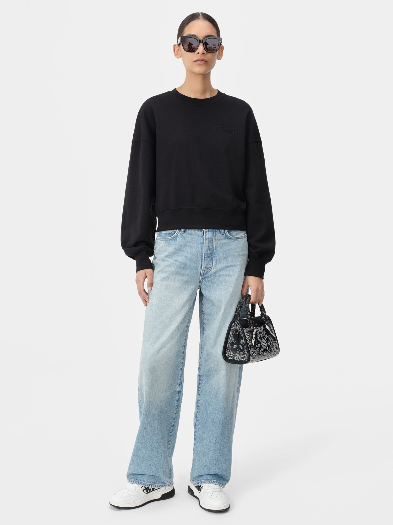 Product WOMEN - WOMEN'S AMIRI EMBROIDERED CREW - Black featured image