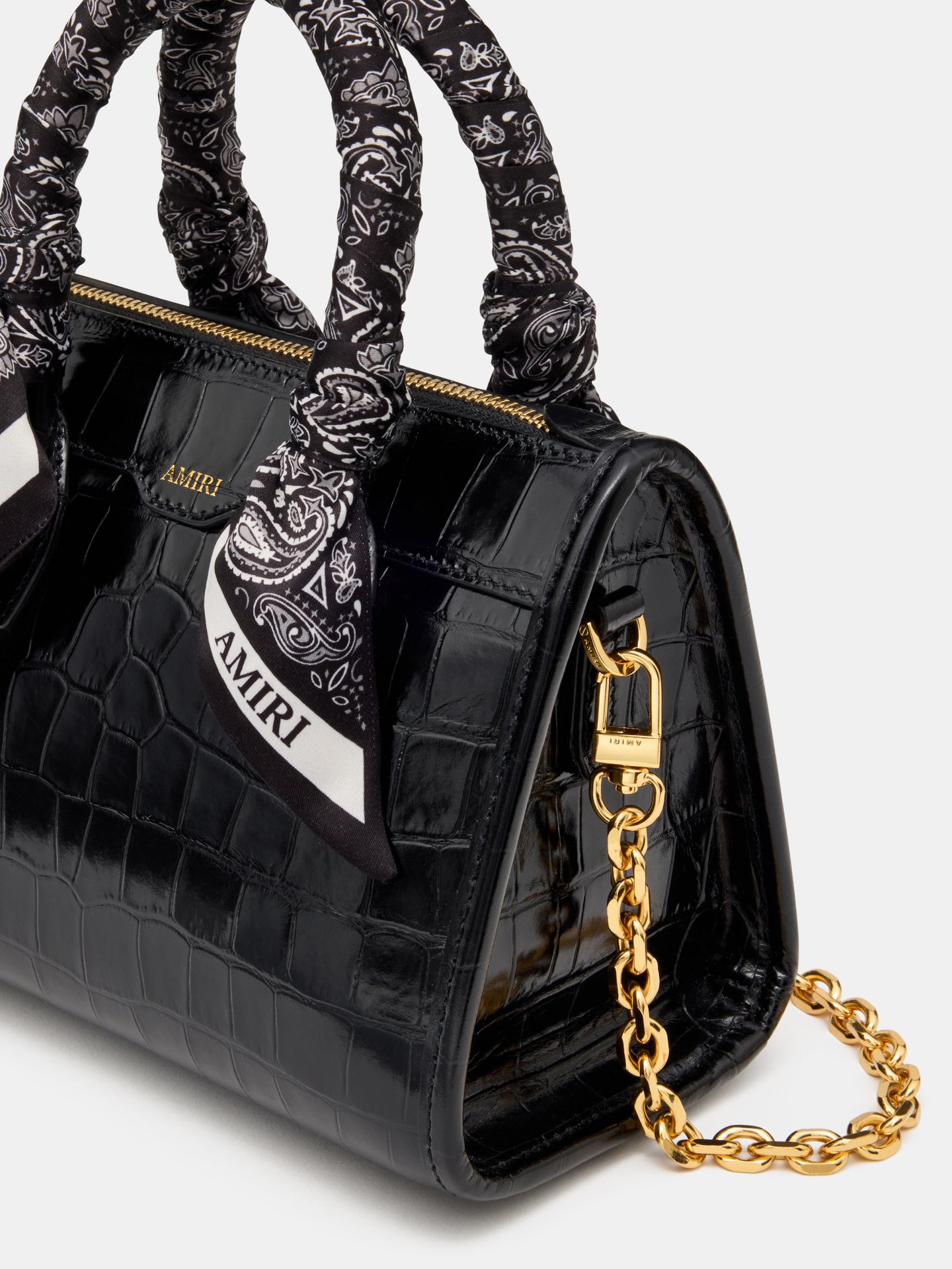 WOMEN - WOMEN'S CROC MICRO TRIANGLE BAG - BLACK - AMIRI