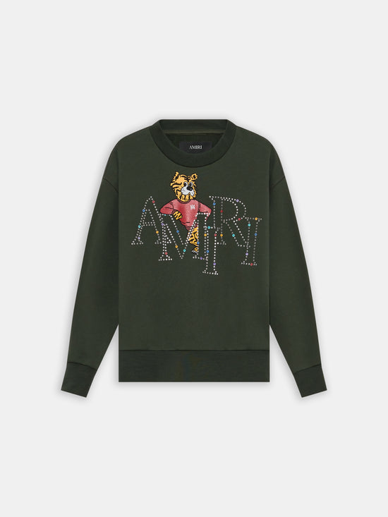 KIDS - KIDS' AMIRI STAGGERED TIGER CREW - Dark Sage - AMIRI