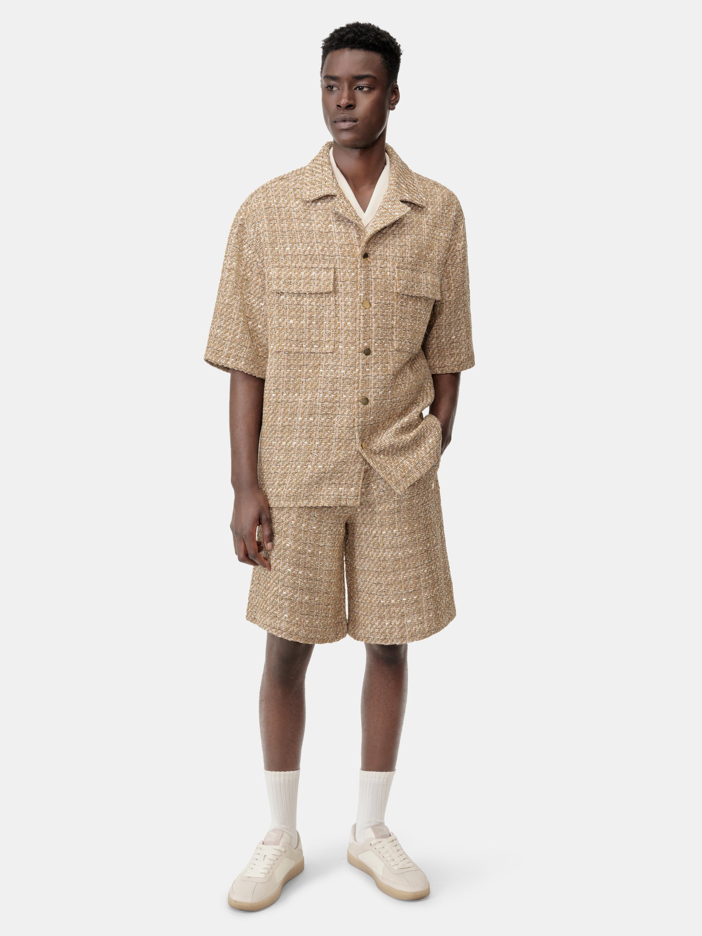 BOUCLE CAMP SHIRT - Camel - AMIRI