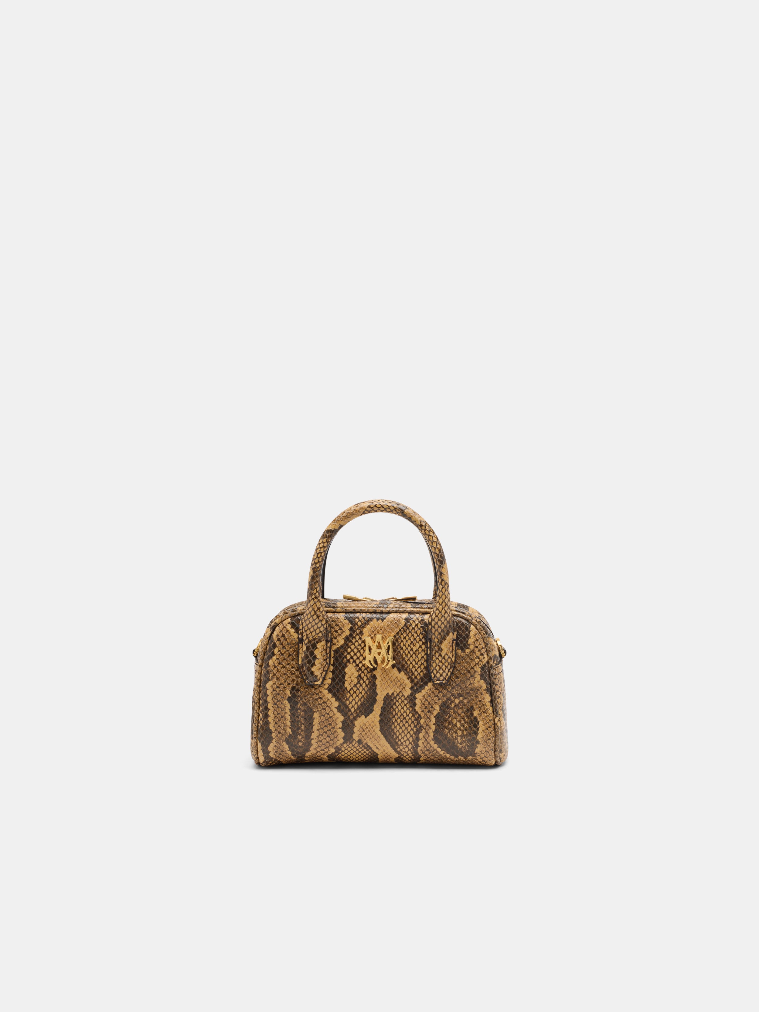 Product WOMEN - WOMEN'S PYTHON EMBOSSED MICRO MA BOWLING BAG - Brown featured image