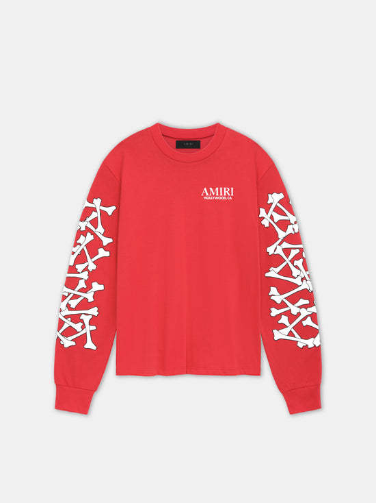 BONES STACKED LONG SLEEVE TEE - Red