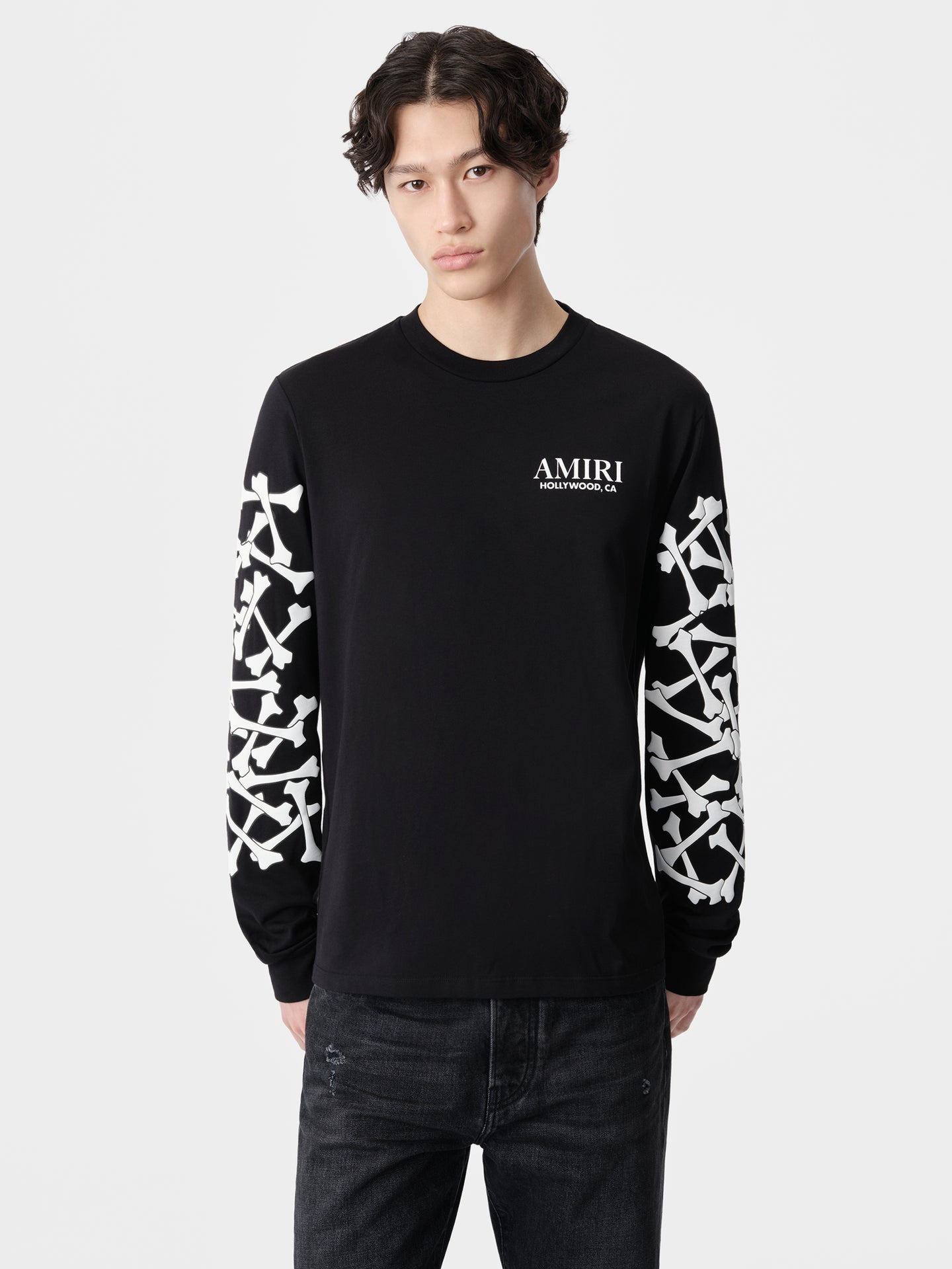 BONES STACKED LONG SLEEVE TEE - Black