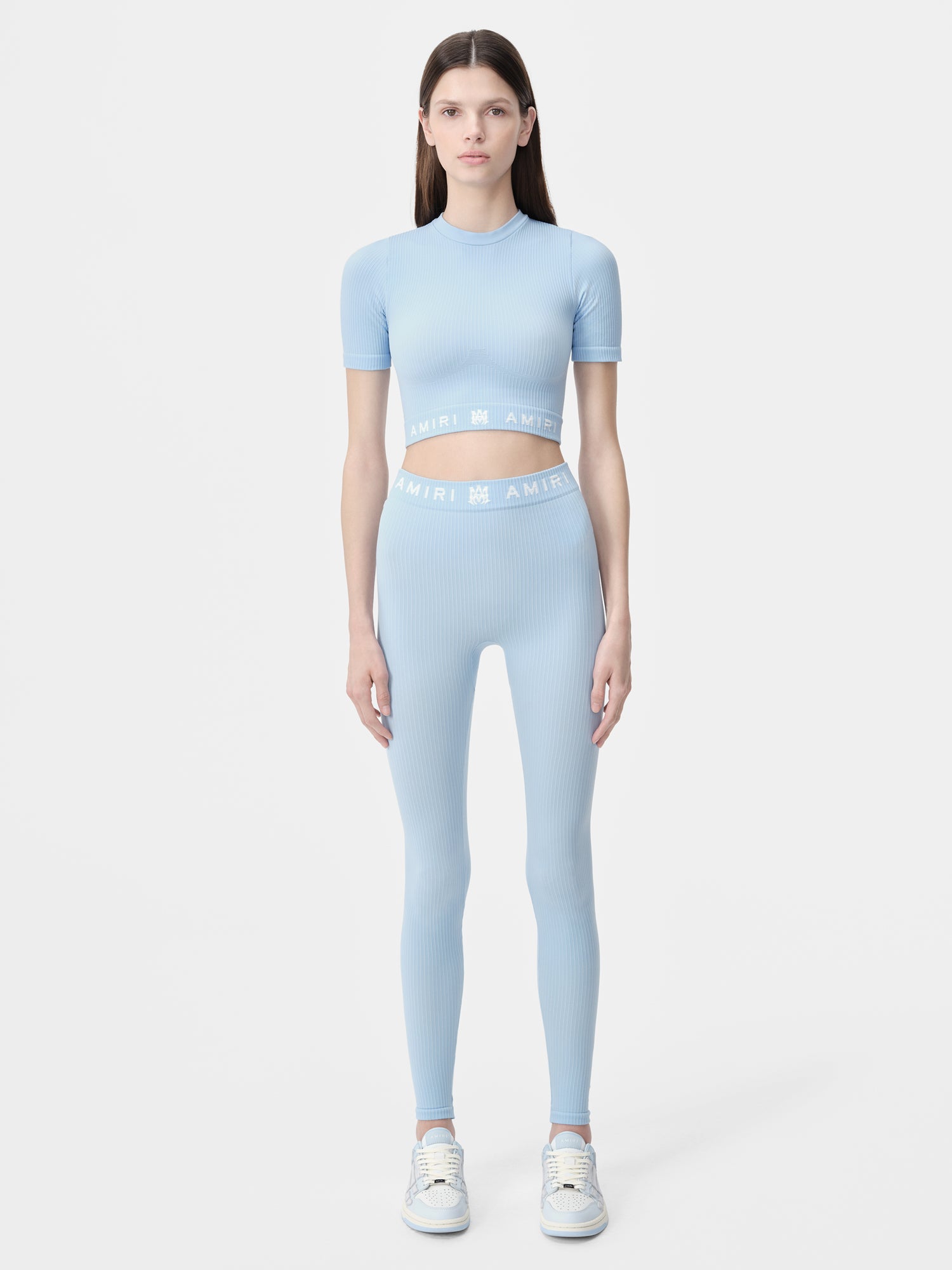 Product WOMEN - MA RIBBED SEAMLESS SHORT SLEEVE TOP - Cerulean featured image