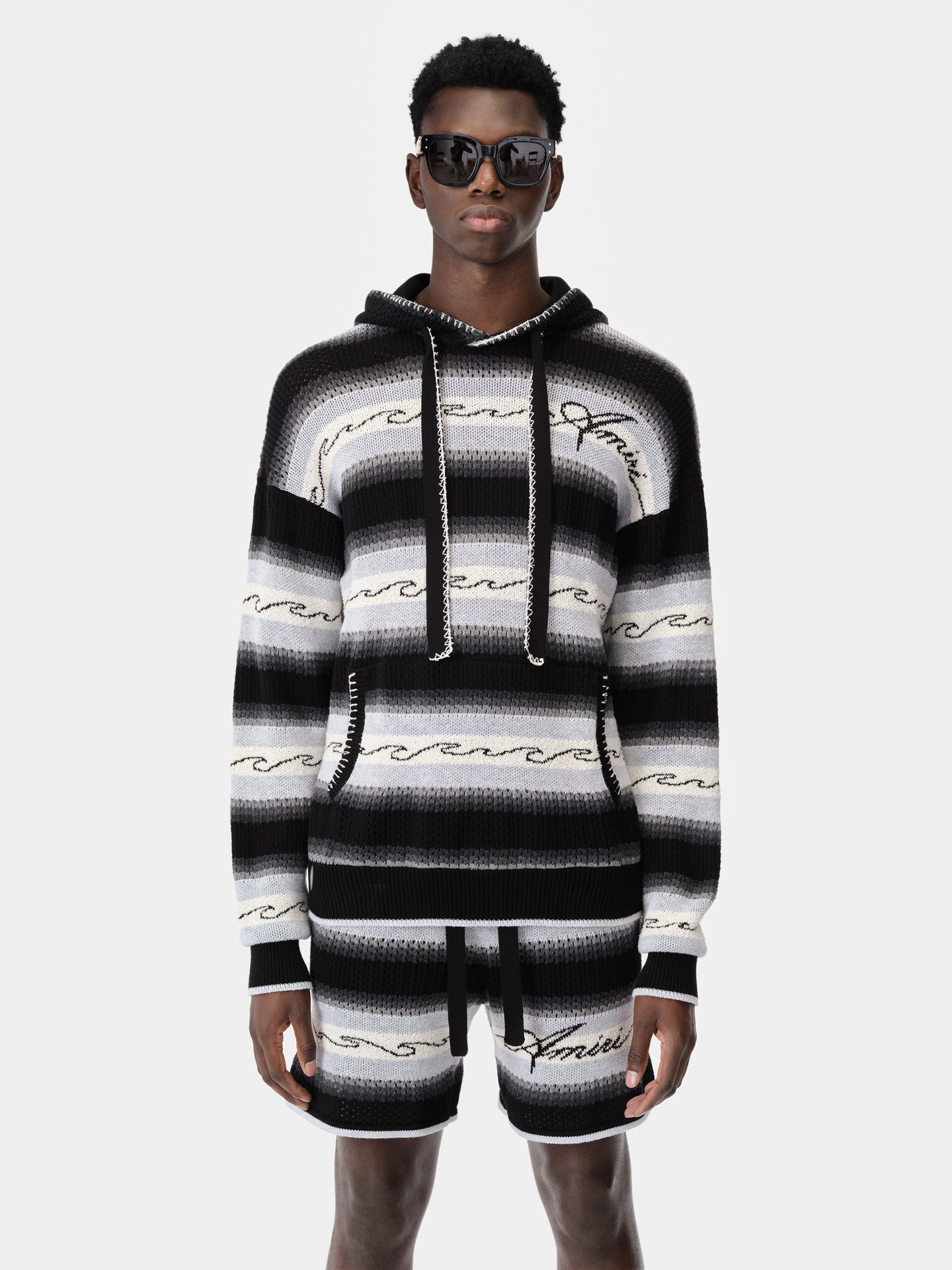 AMRI WAVE BAJA STRIPE HOODIE - Black