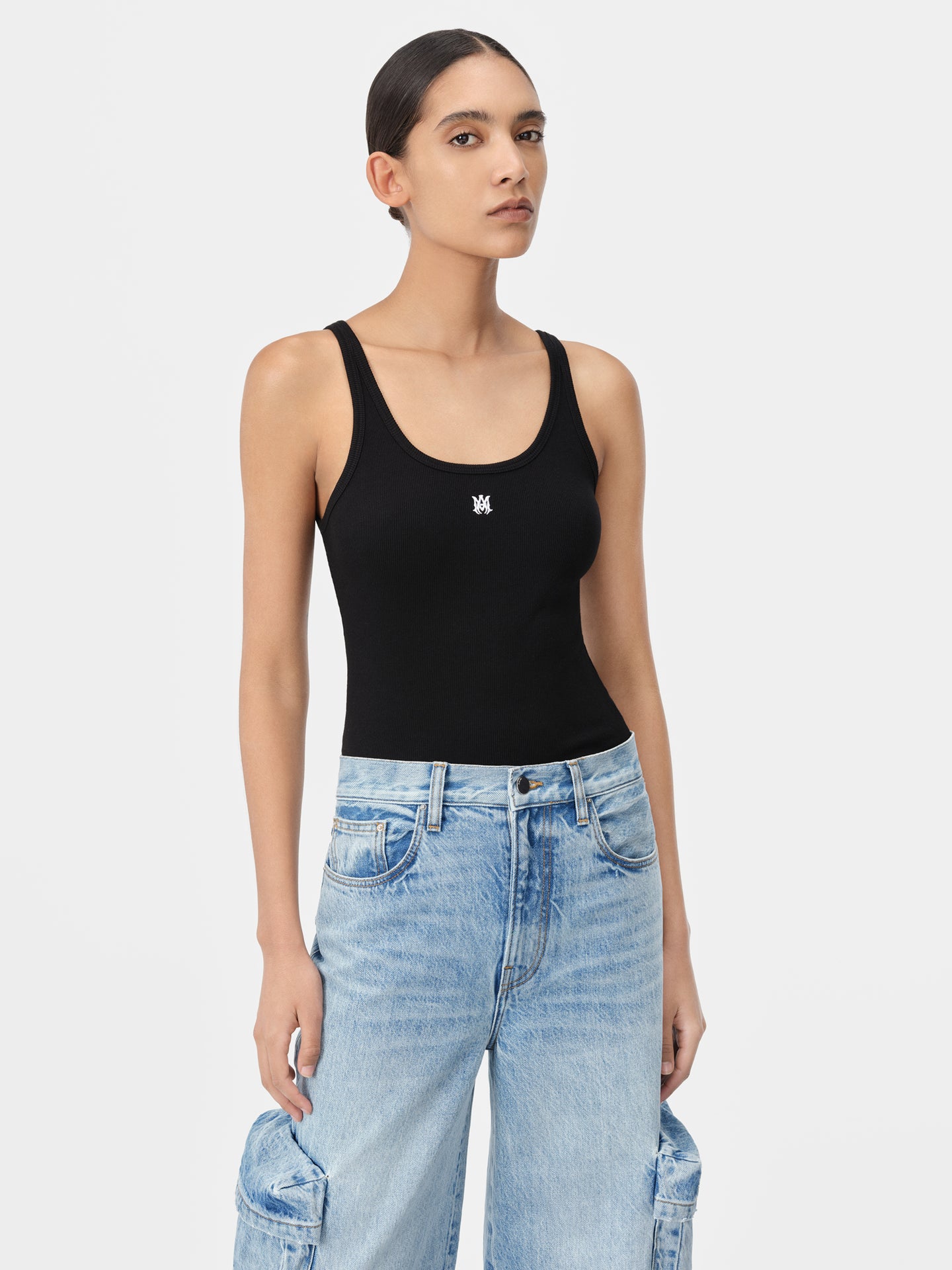 WOMEN - WOMEN'S MA EMBROIDERED RIBBED TANK - Black