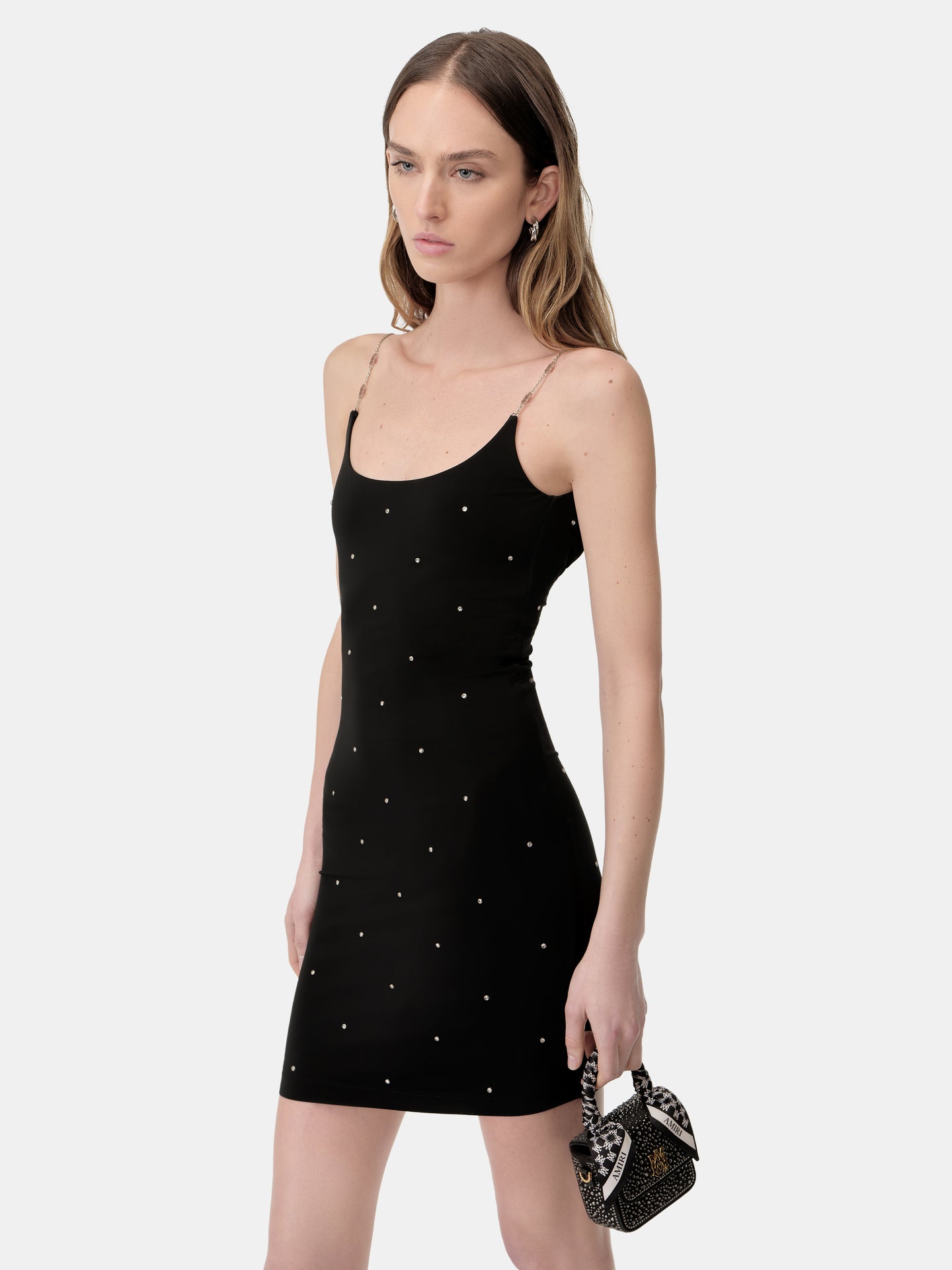 WOMEN - WOMEN'S CRYSTAL MINI DRESS - Black - AMIRI