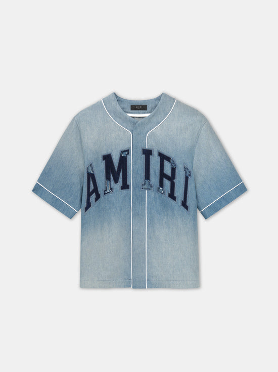 AMIRI SUNFADED BASEBALL SHIRT - Perfect Indigo