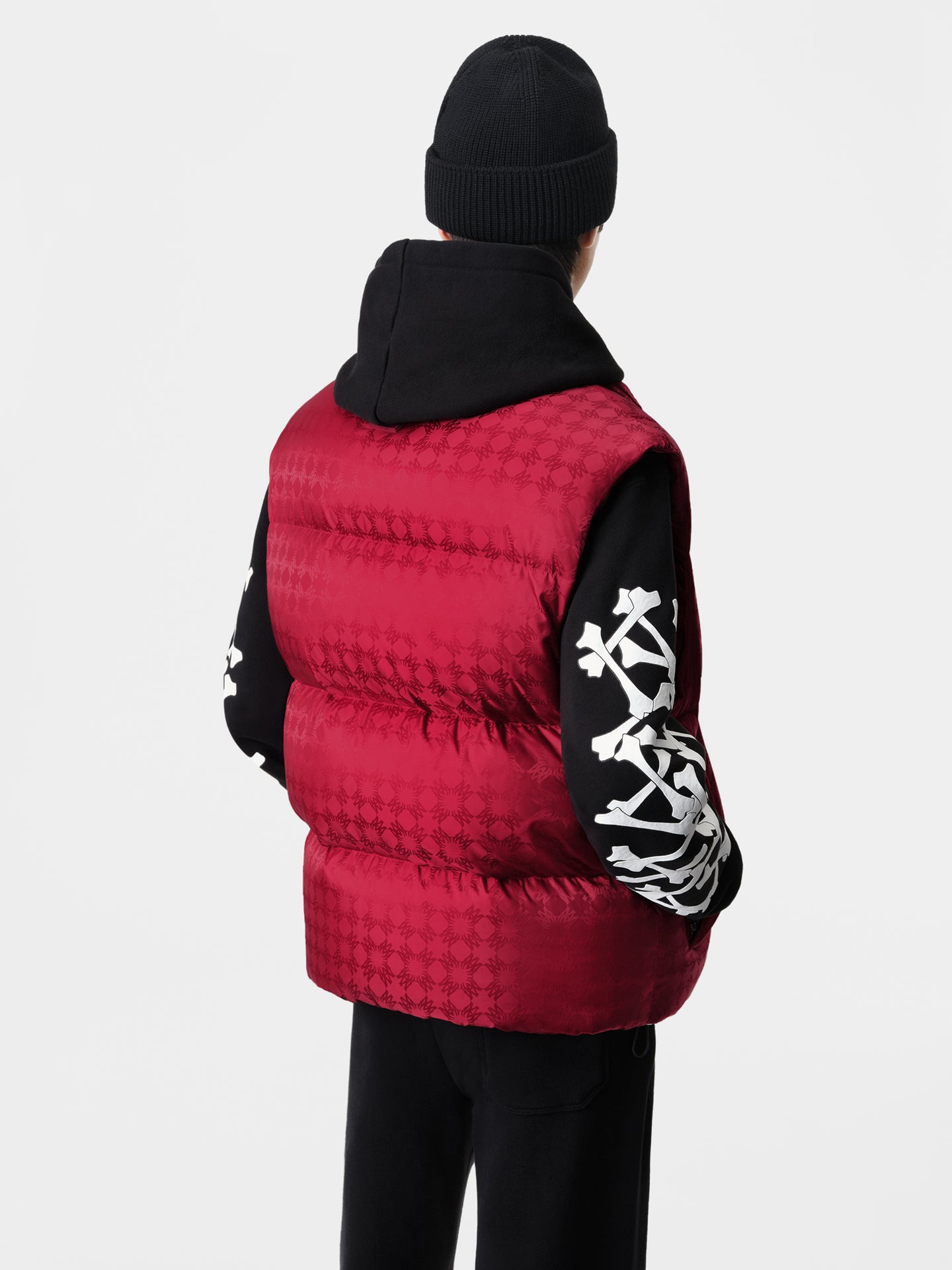 MA QUAD JACQUARD DOWN GILET - Deep Red