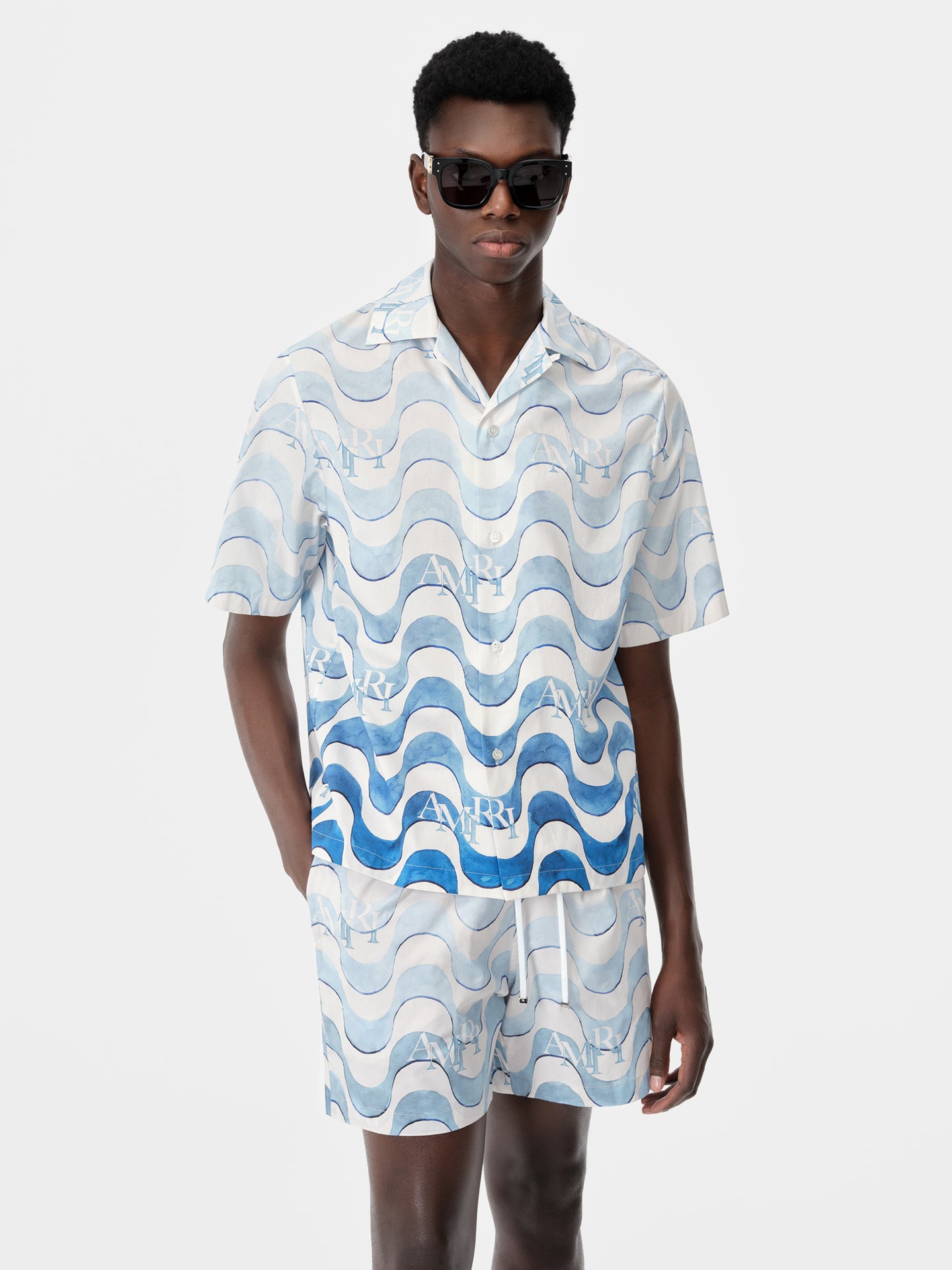 AMIRI STAGGERED WAVE SHIRT - Cerulean