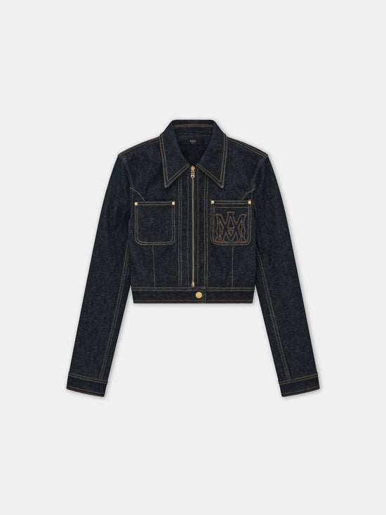WOMEN - WOMEN'S ZIP UP CROPPED DENIM JACKET - Raw Indigo - AMIRI