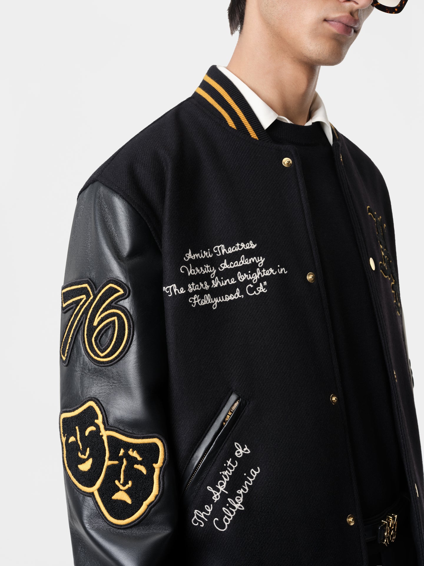 AMIRI LION VARSITY JACKET - Black