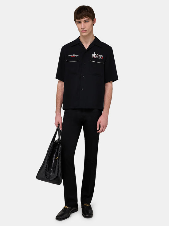 AMIRI STUDIO CREPE CAMP SHIRT - Black - AMIRI