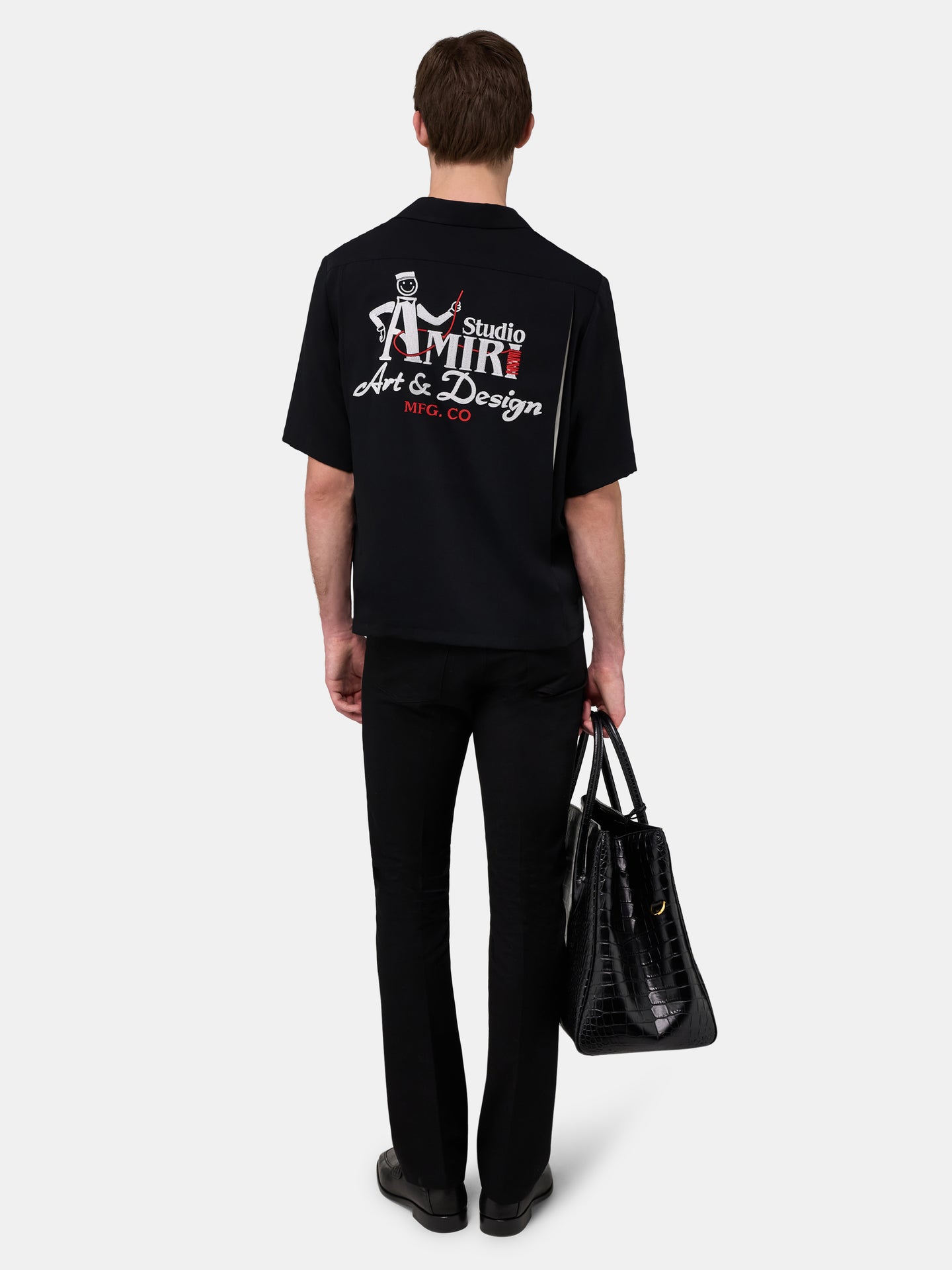 AMIRI STUDIO CREPE CAMP SHIRT - Black - AMIRI
