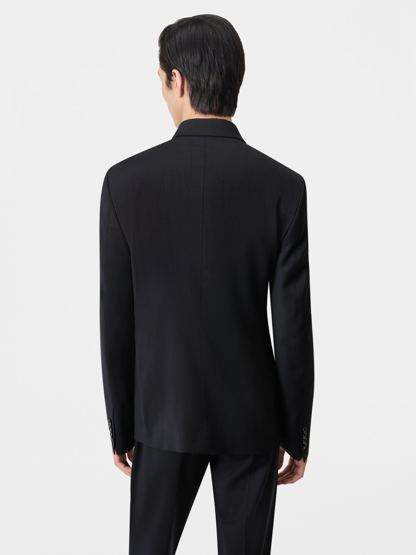 AMIRI Double Breasted Blazer in Black with Kick Flare Black Pant and MA Loafer in Black