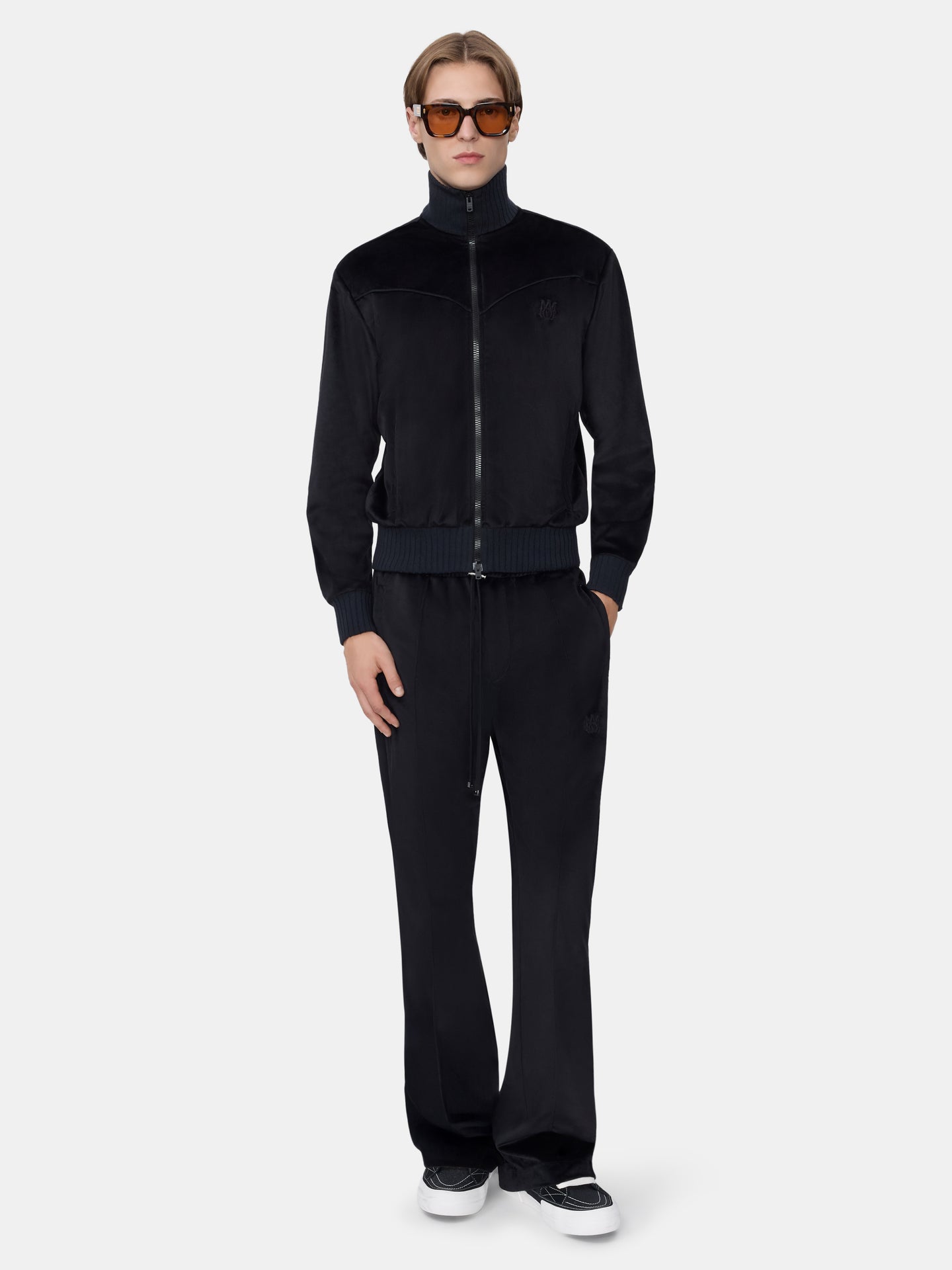 VELVET TRACK JACKET - BLACK