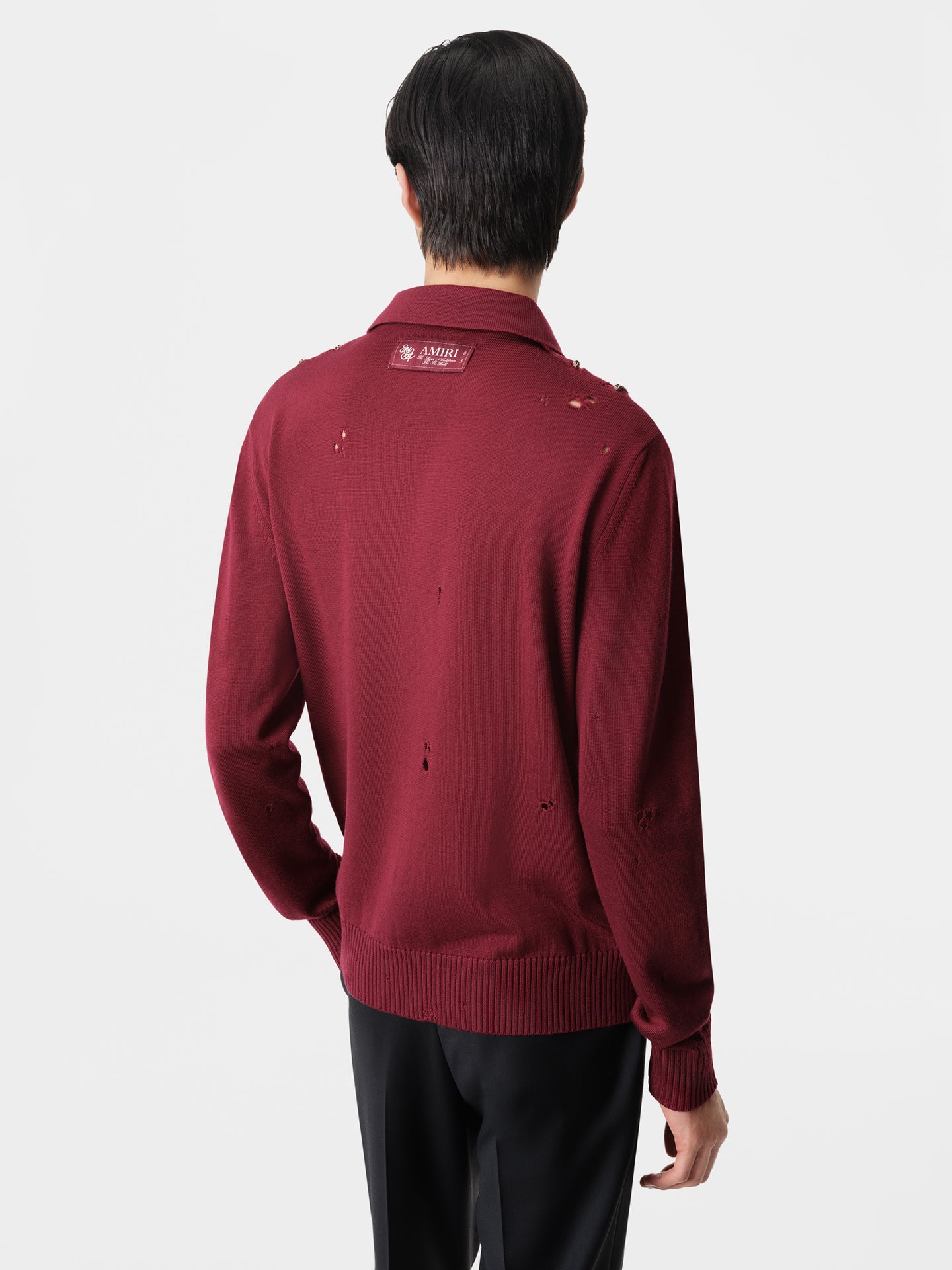 LAYERED LONG SLEEVE SHOTGUN POLO - Burgundy