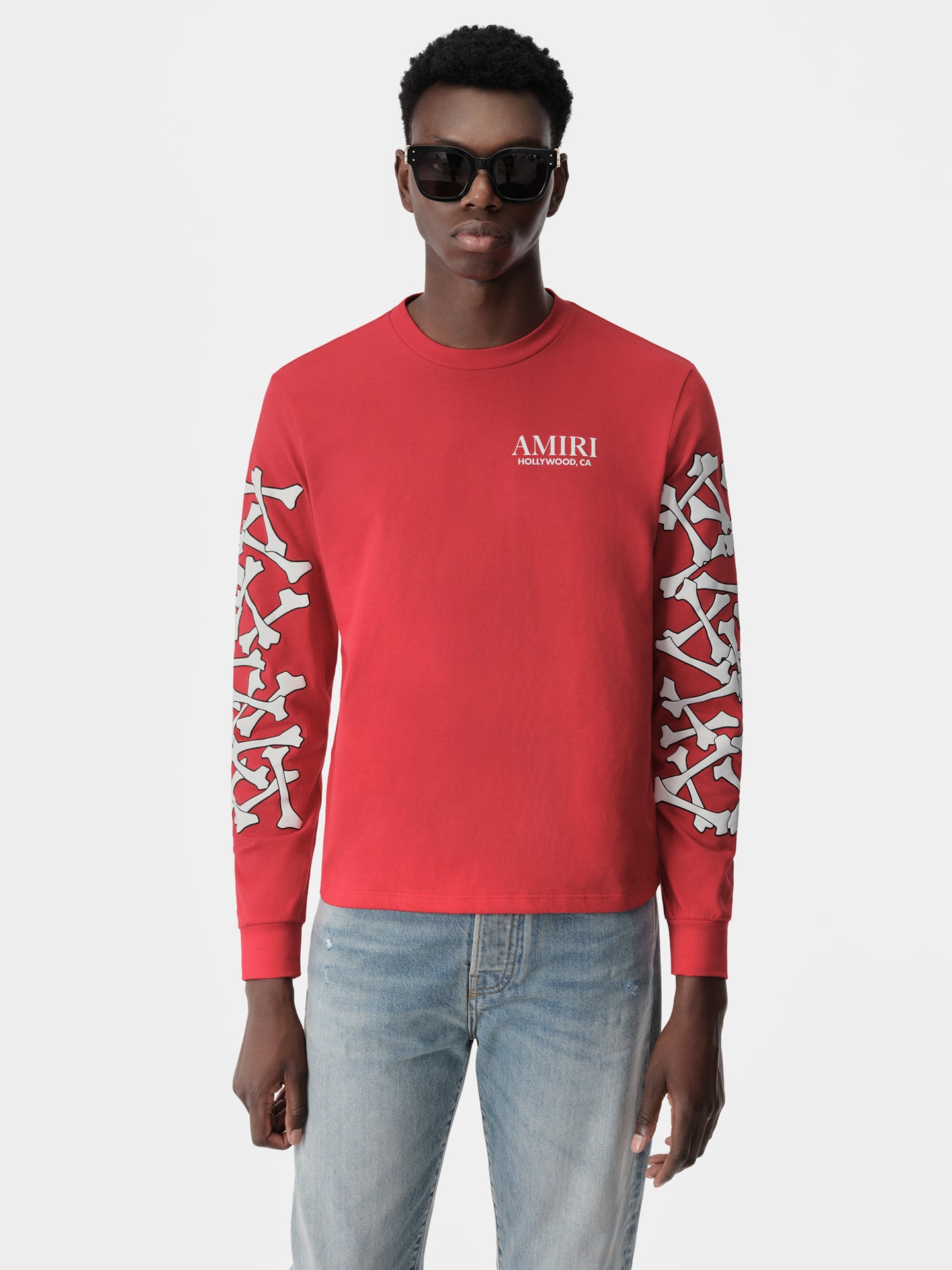 BONES STACKED LONG SLEEVE TEE - Red