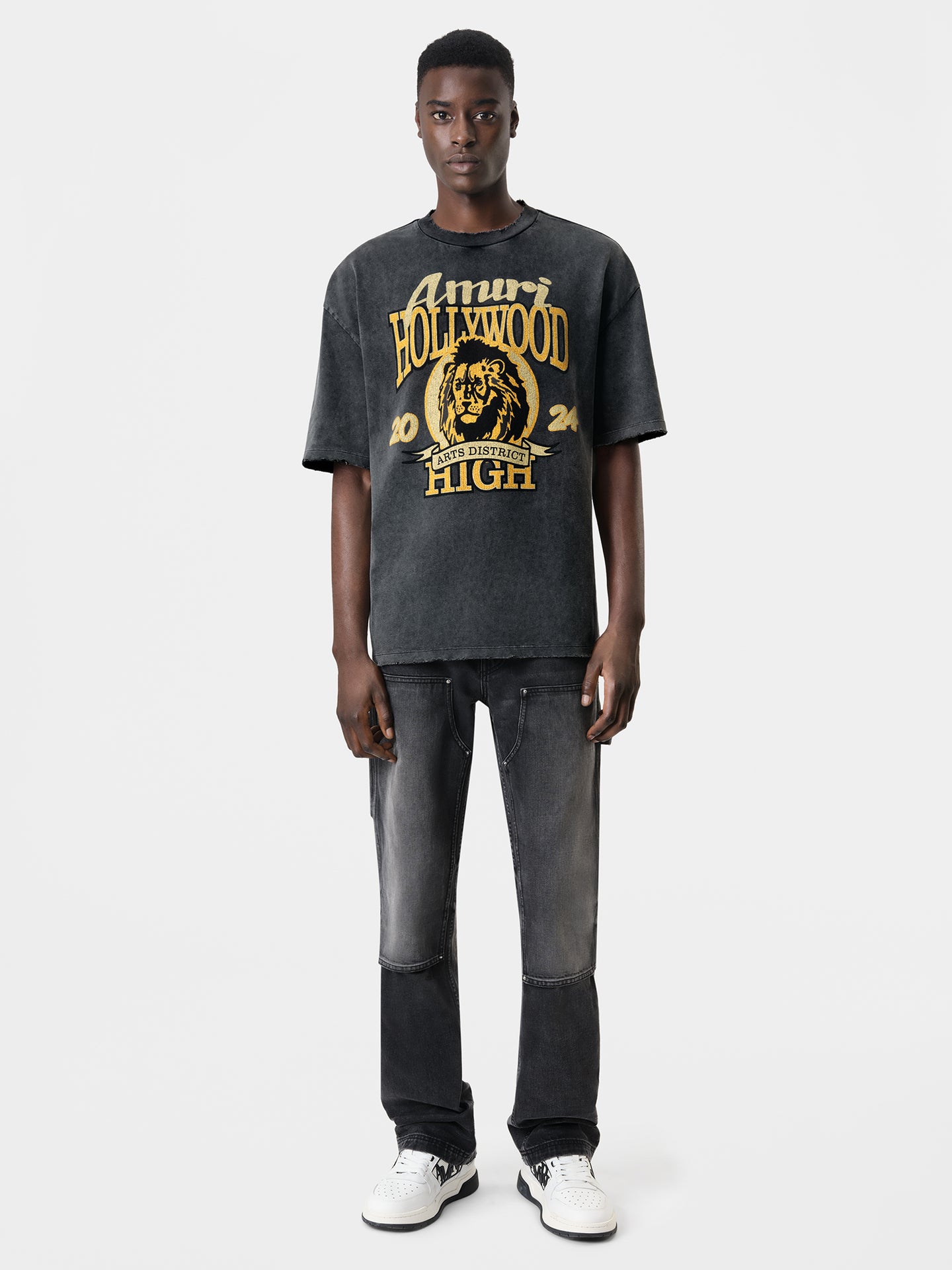 AMIRI HIGH LION SKATER TEE - Black