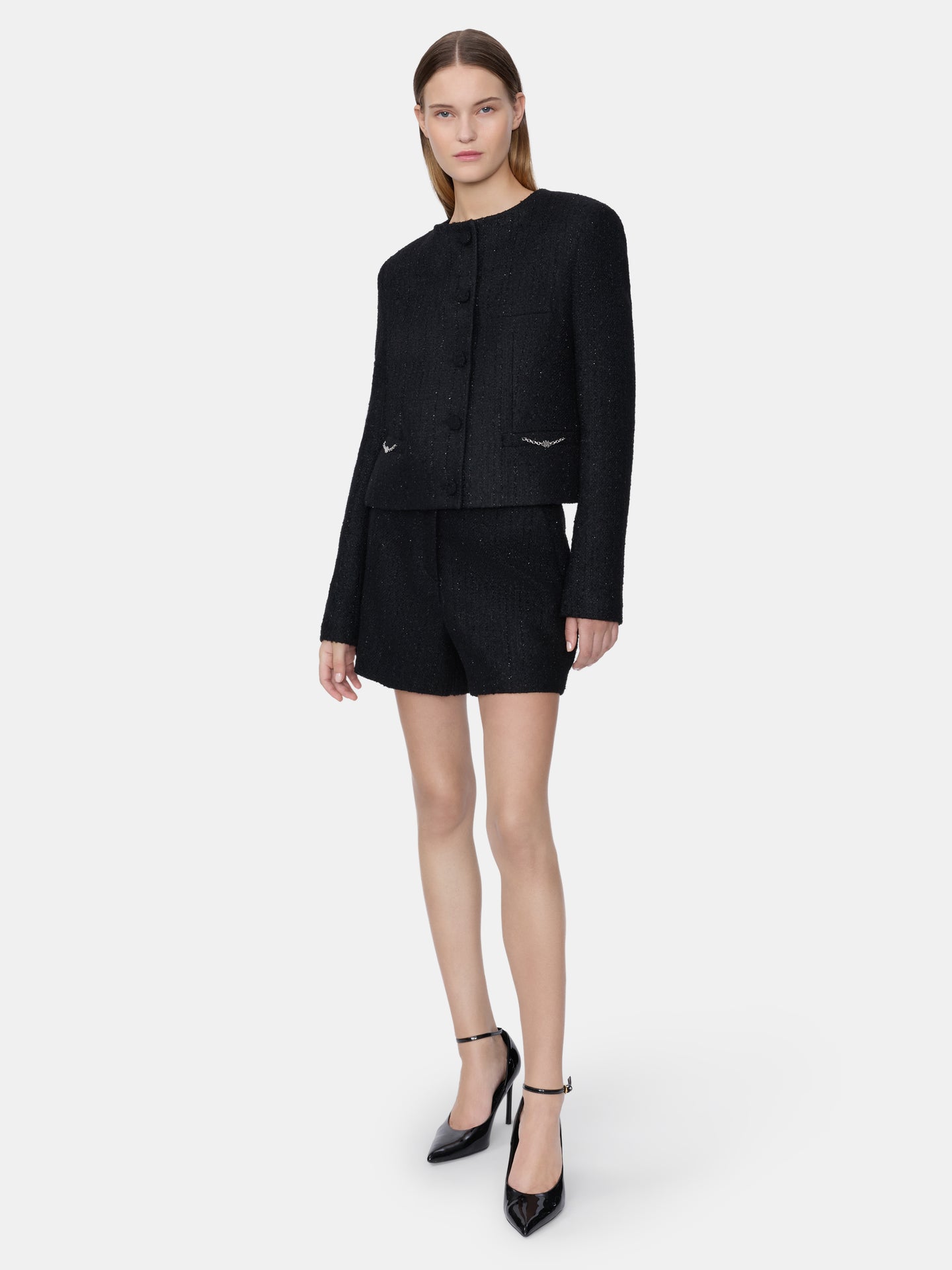 WOMEN - WOMEN'S SHIMMER BOUCLE SHORT - BLACK - AMIRI