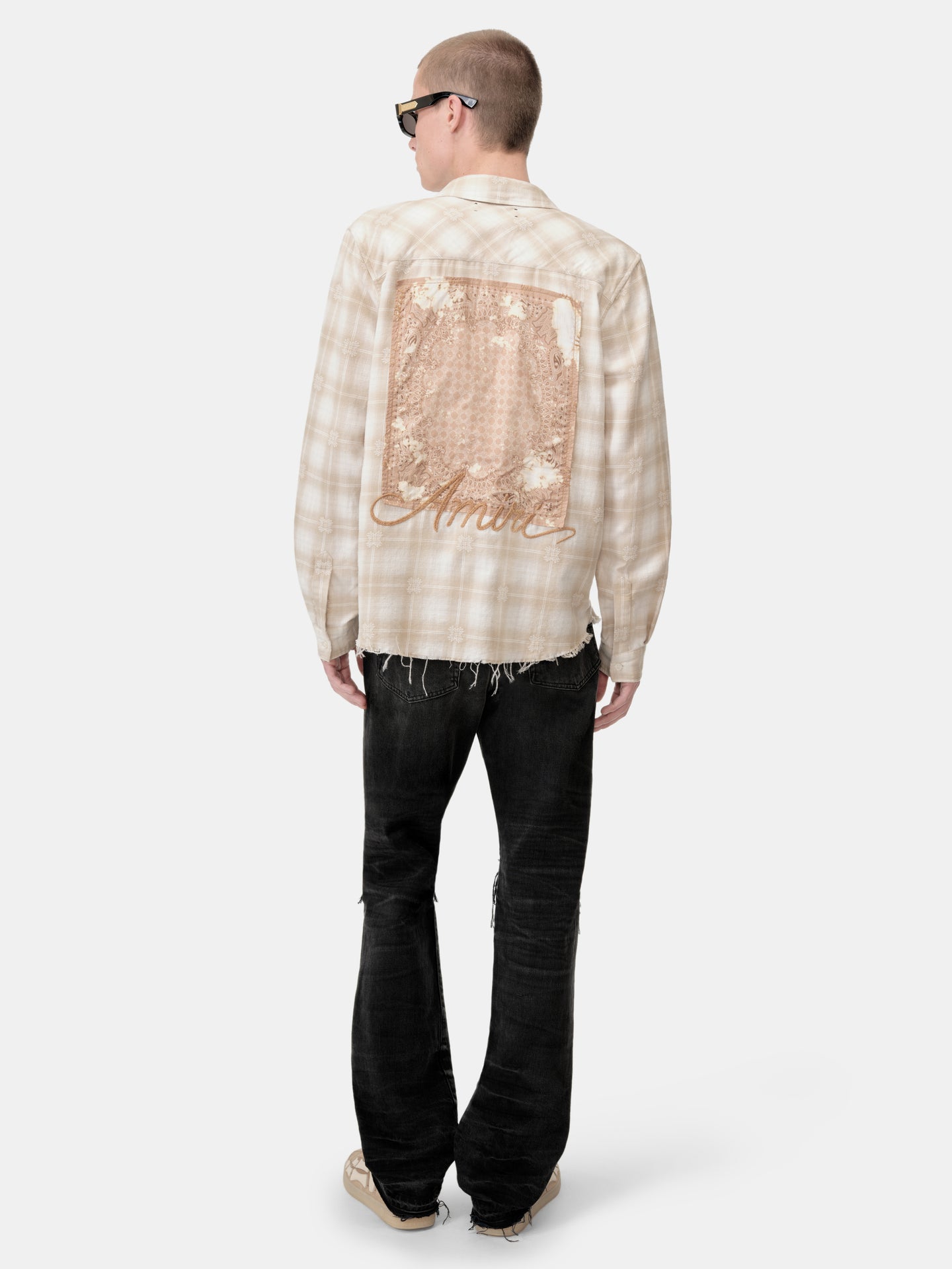 BLEACH BANDANA PATCH FLANNEL - Light Camel - AMIRI