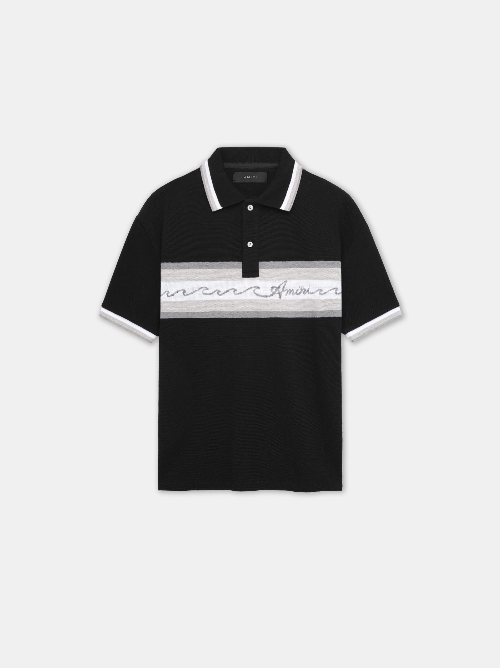 Product AMIRI WAVE BAJA STRIPE POLO - Black featured image