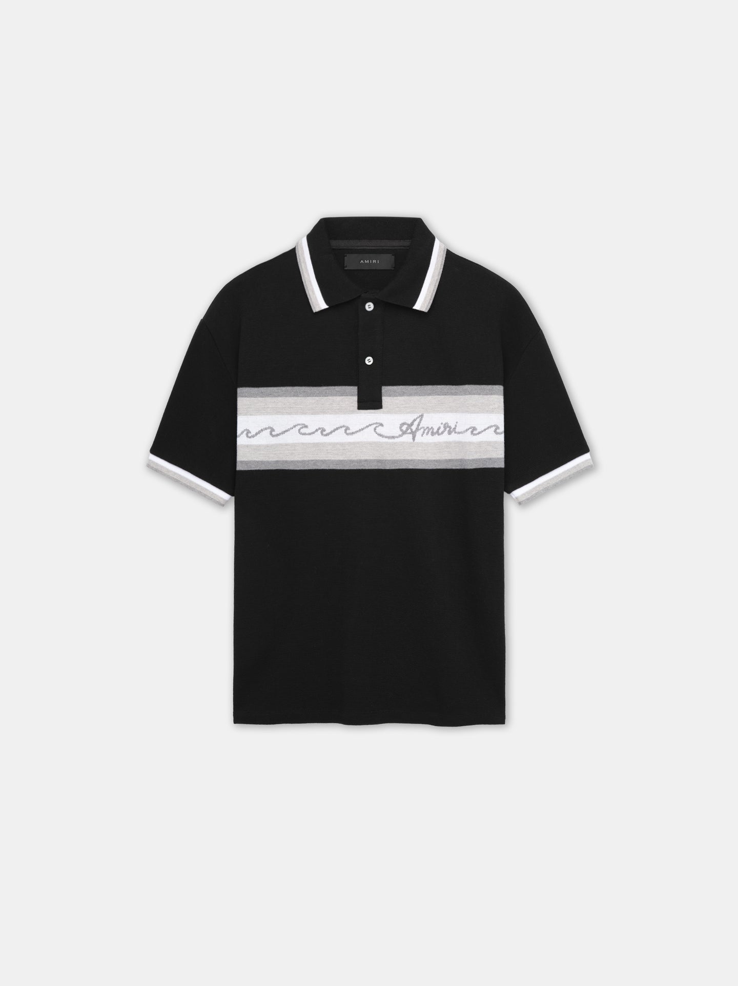 AMIRI WAVE BAJA STRIPE POLO - Black