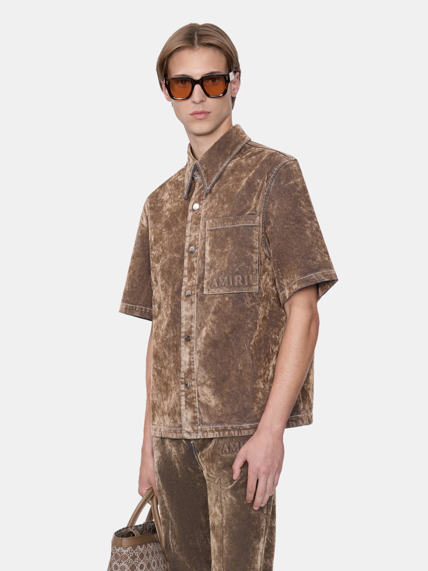 VELVET CAMP SHIRT - TAN - AMIRI
