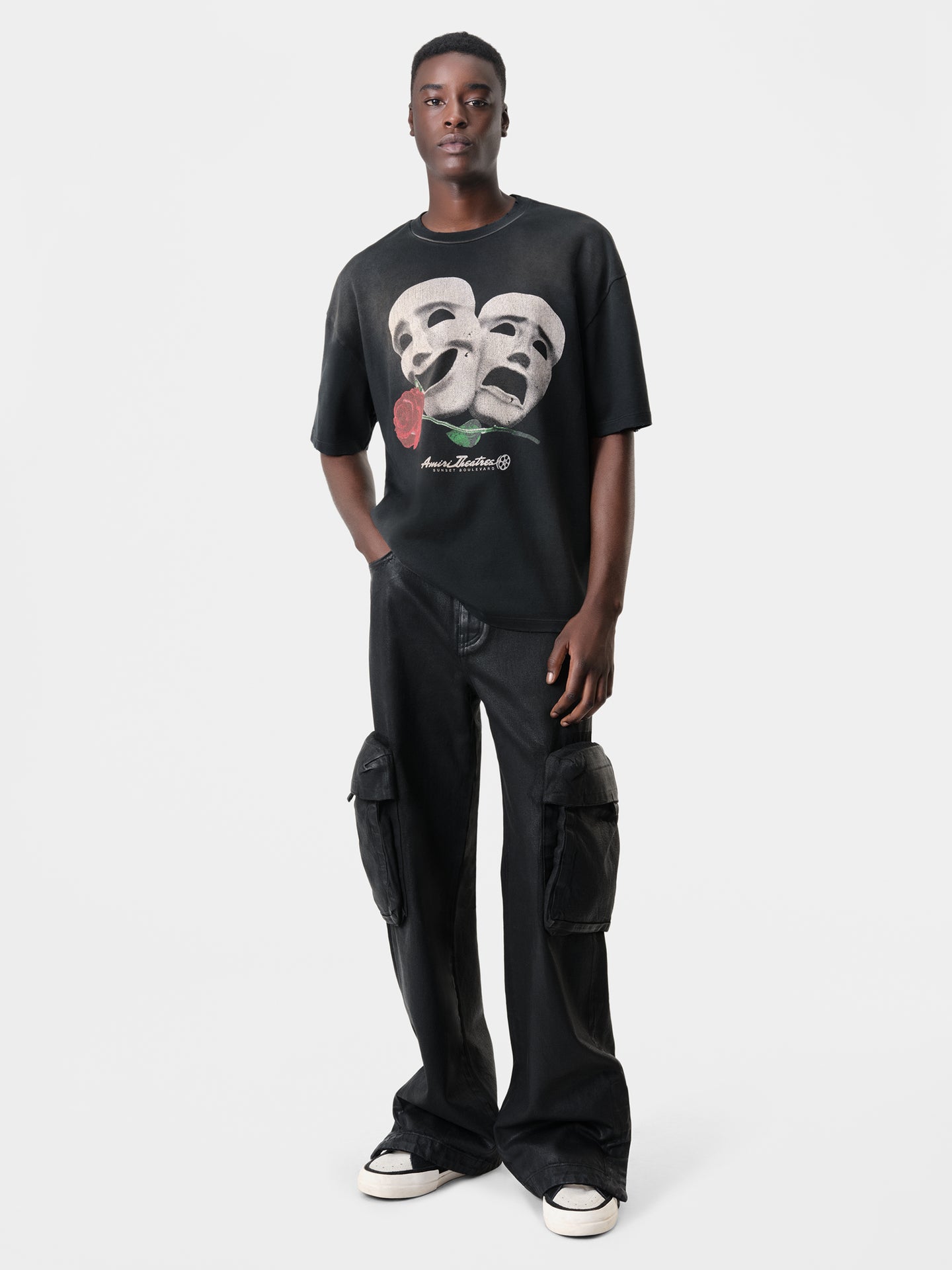 THEATRE MASKS OVERSIZED TEE - Black