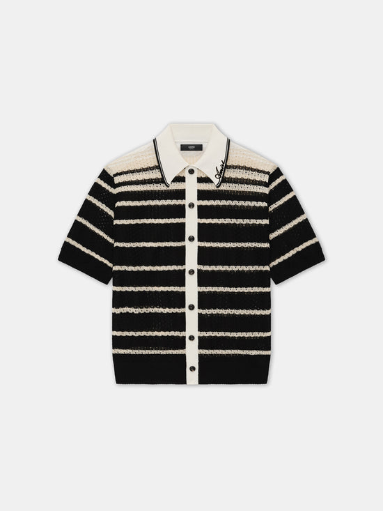 STRIPED BUTTON DOWN SHIRT - Black - AMIRI