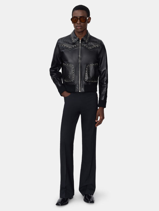 CRYSTAL LEATHER WESTERN JACKET - BLACK - AMIRI