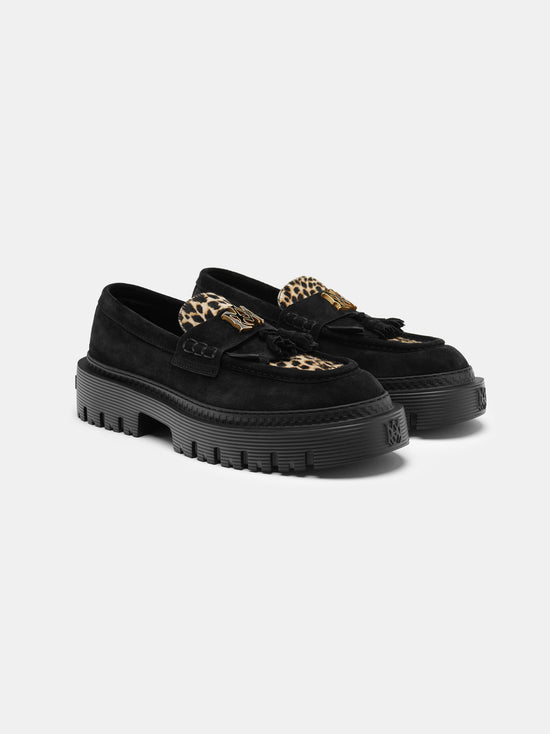 MA TASSLE LEOPARD JUMBO LOAFER - Black