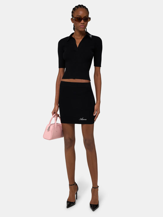 WOMEN - WOMEN'S SCRIPT RIB KNIT MINI SKIRT - Black - AMIRI