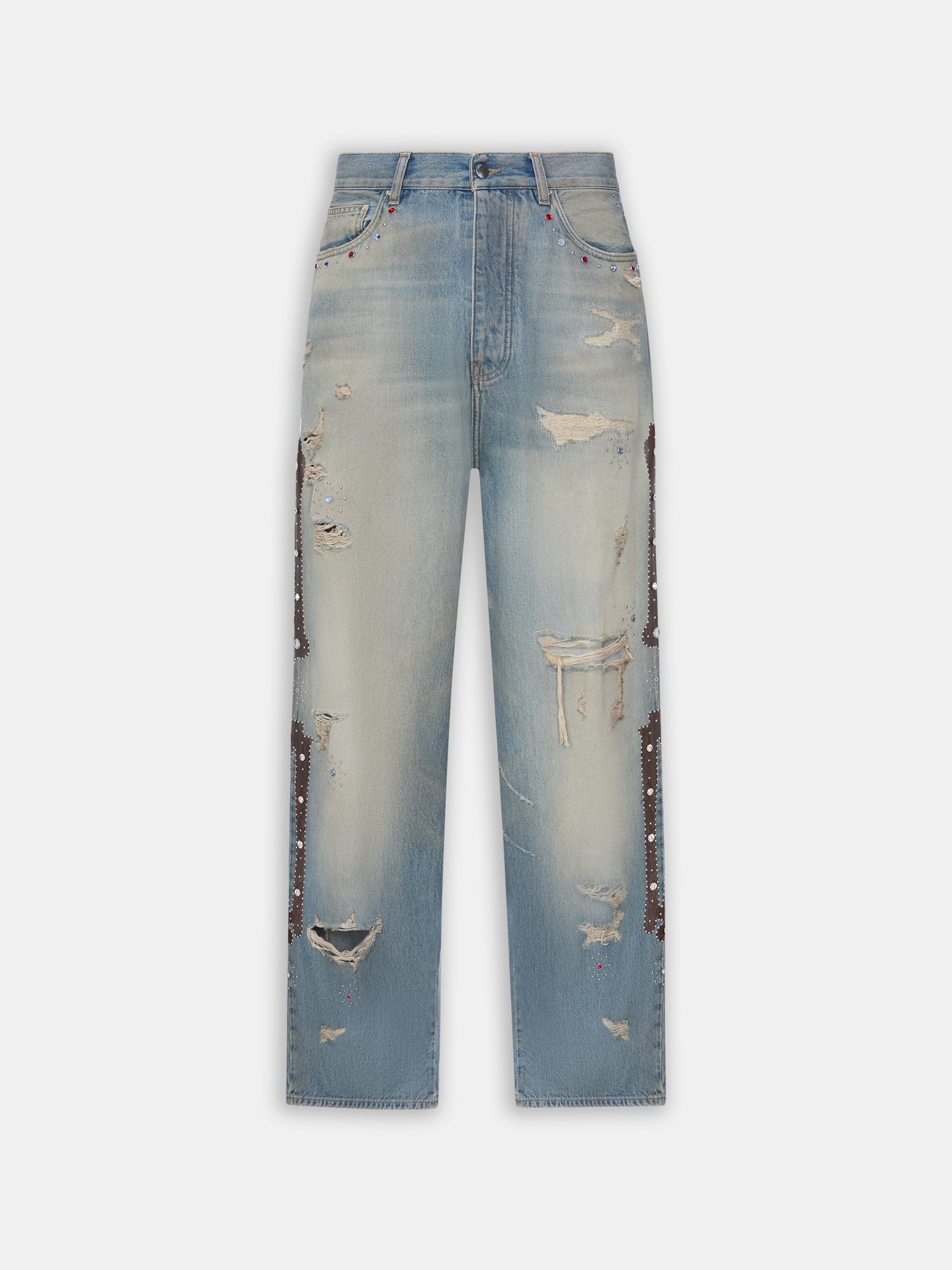 WOMEN - WOMEN'S BONES STUDDED JEAN - DRIFTWOOD BLUE - AMIRI