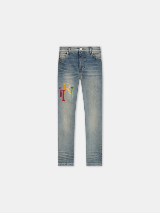 KIDS - KIDS' STAGGERED LOGO JEAN - Antique Indigo