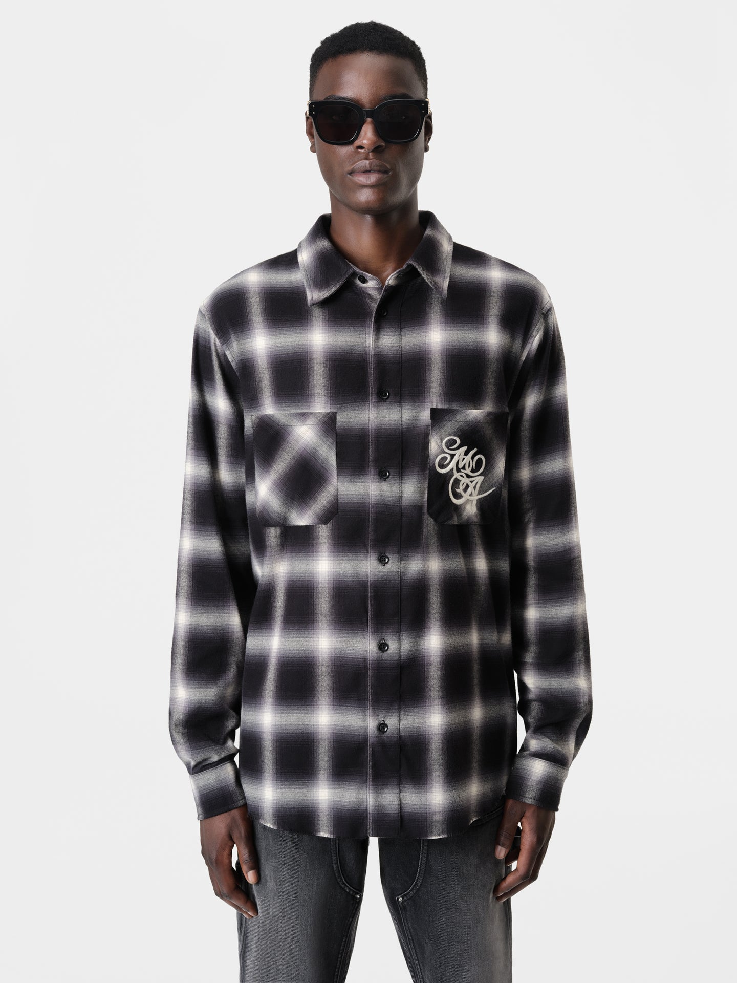 AMIRI SWIRL FLANNEL SHIRT - BLACK