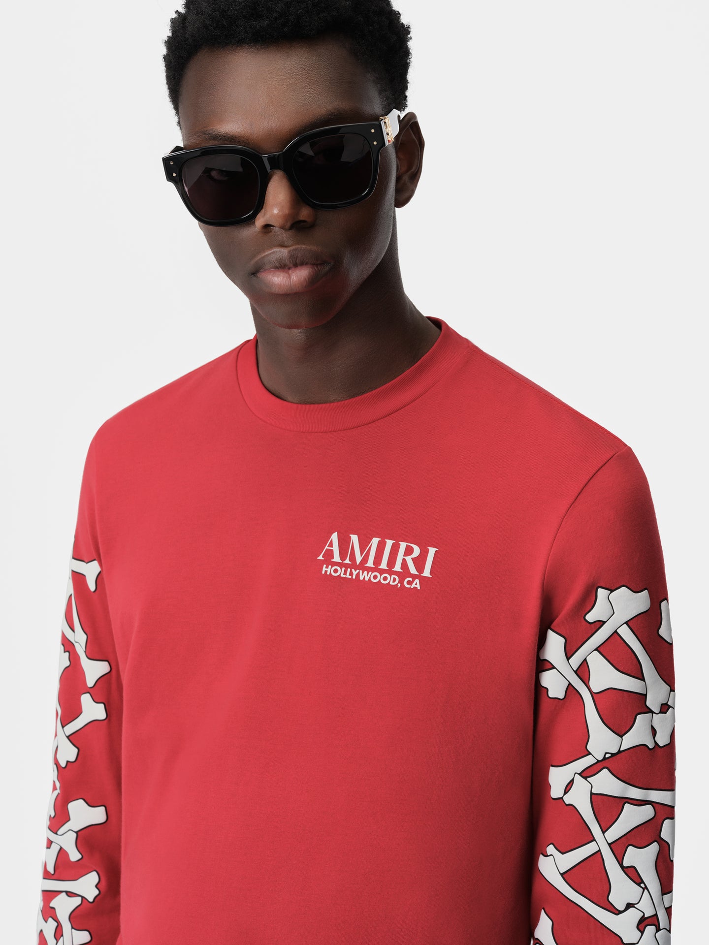 BONES STACKED LONG SLEEVE TEE - Red