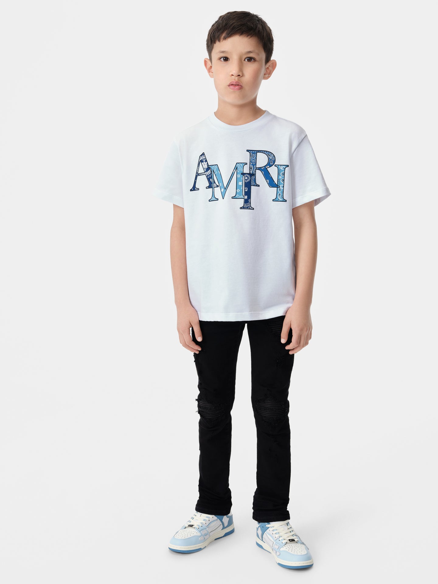 KIDS - KIDS' AMIRI BANDANA STAGGERED TEE - White