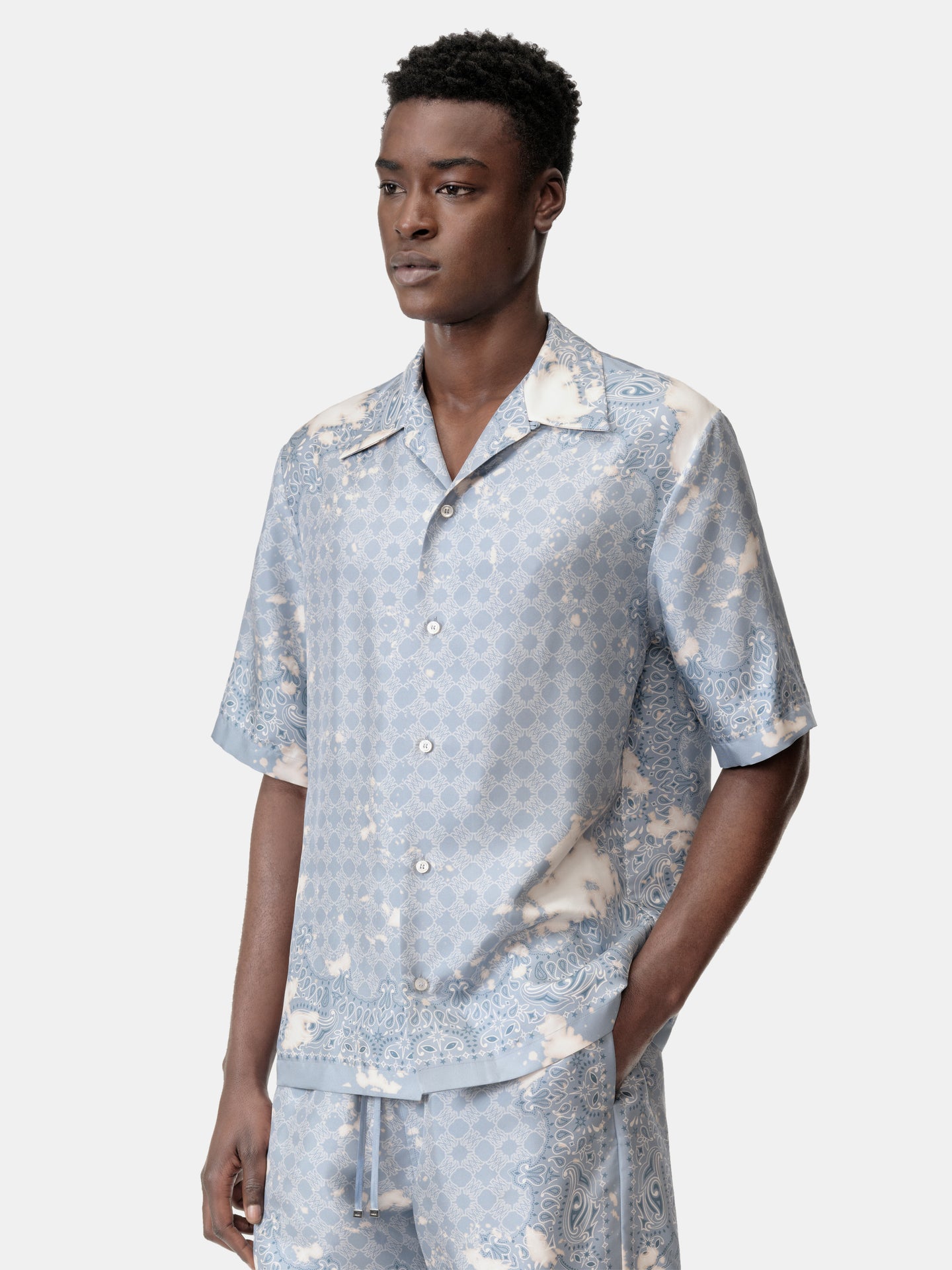 BLEACH BANDANA BOWLING SHIRT - Ashley Blue - AMIRI