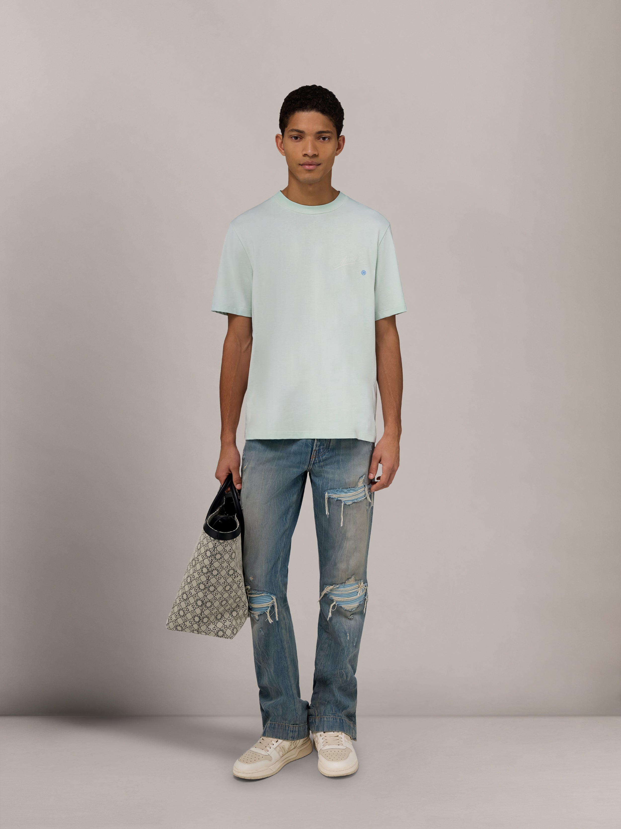 AMIRI QUALITY GOODS LABEL TEE - Powder Teal