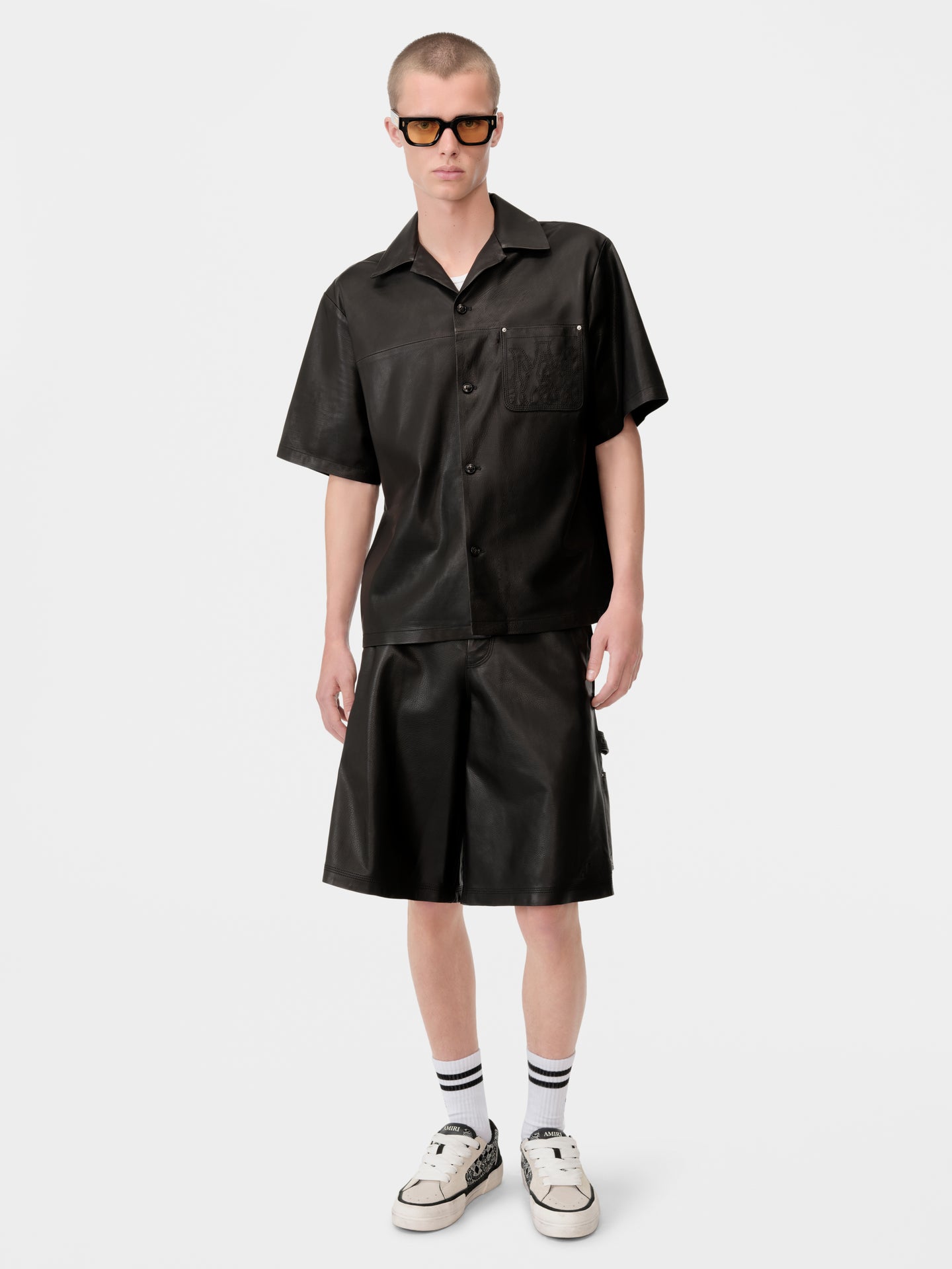 MA LEATHER CAMP SHIRT - Black - AMIRI