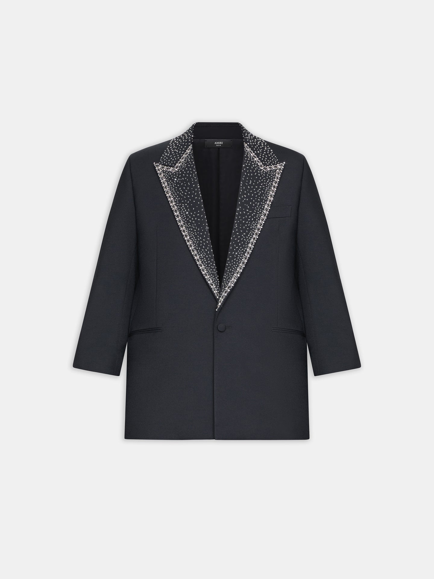 EMBELLISHED LAPEL SINGLE-BREASTED BLAZER - BLACK - AMIRI