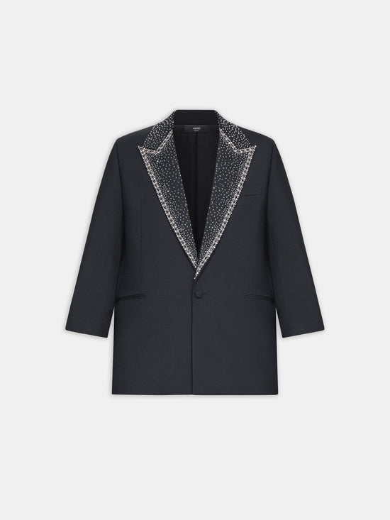 EMBELLISHED LAPEL SINGLE-BREASTED BLAZER - BLACK - AMIRI