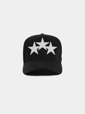 THREE STAR STAGGERED AMIRI FULL CANVAS HAT - Black White - AMIRI