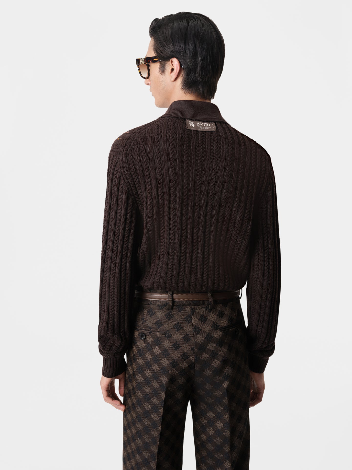 LONG SLEEVE POLO - Dark Brown