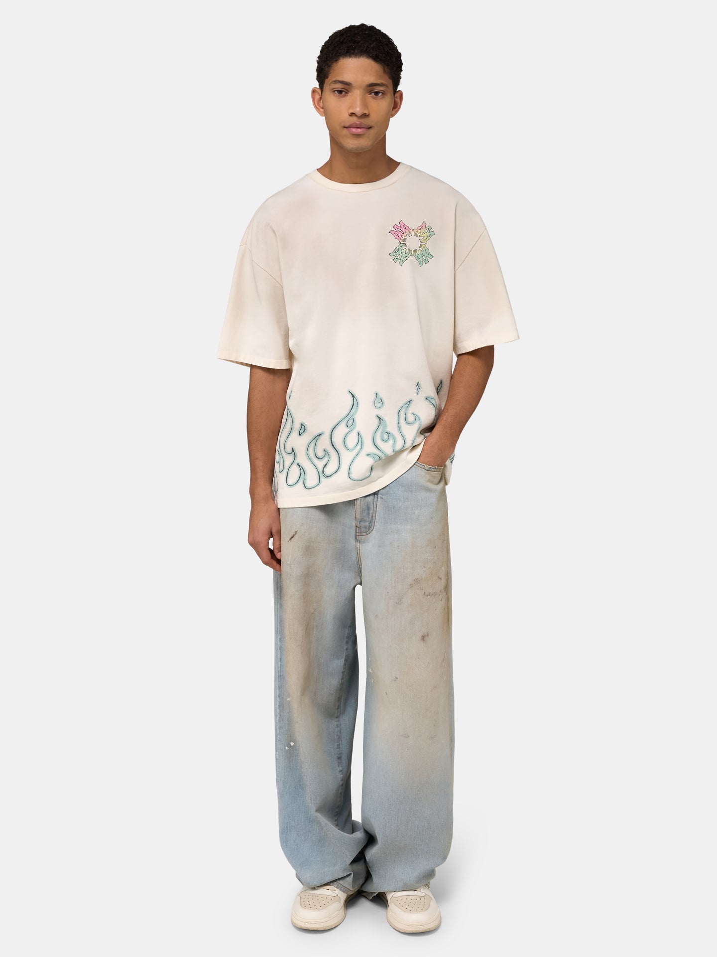 MA QUAD FLAMES OS TEE - Ivory - AMIRI