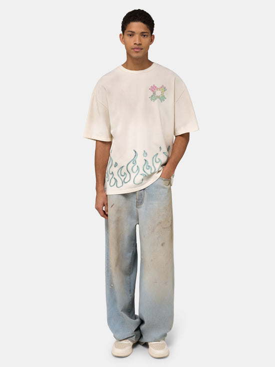 MA QUAD FLAMES OS TEE - Ivory - AMIRI