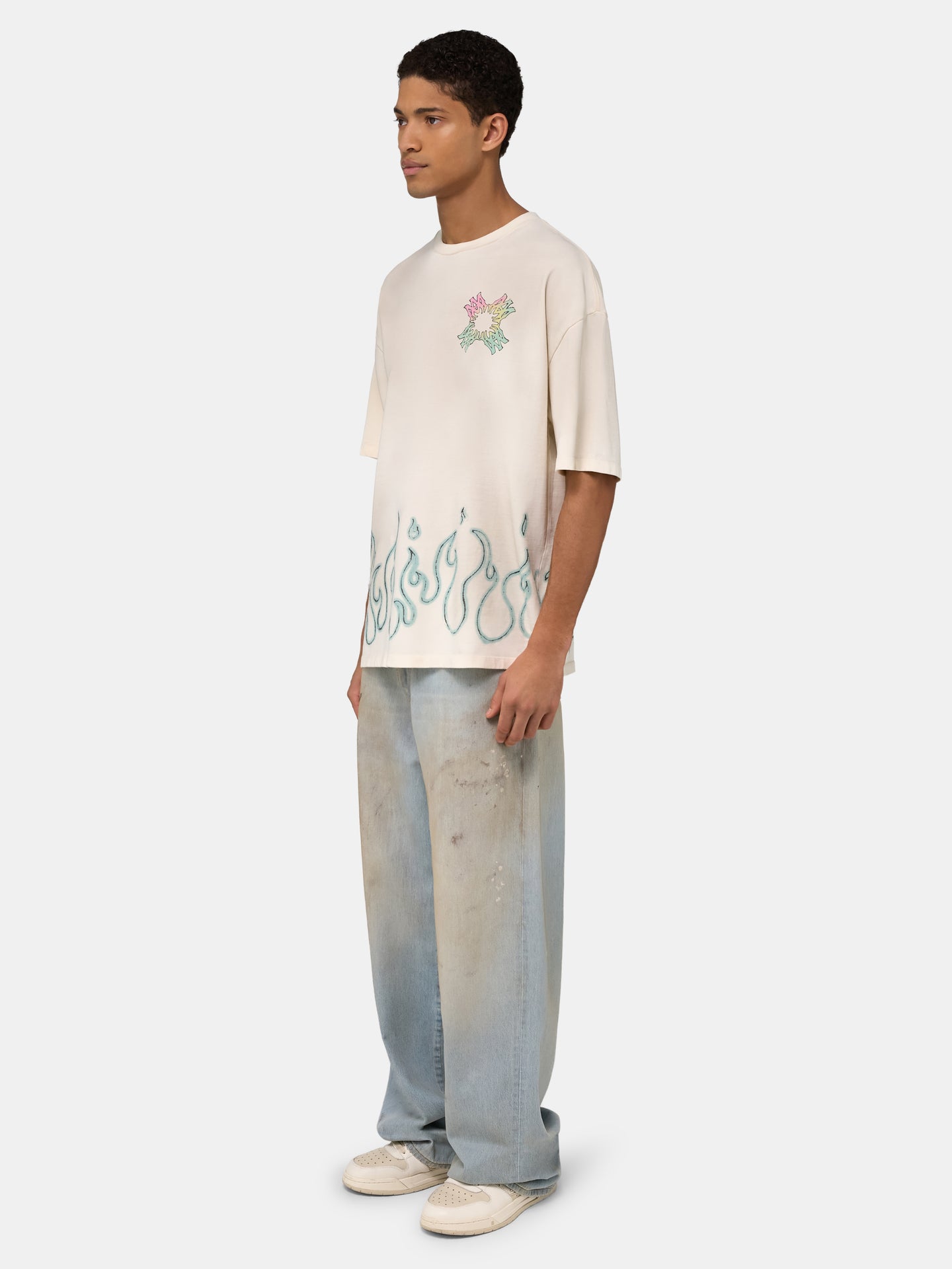 MA QUAD FLAMES OS TEE - Ivory - AMIRI