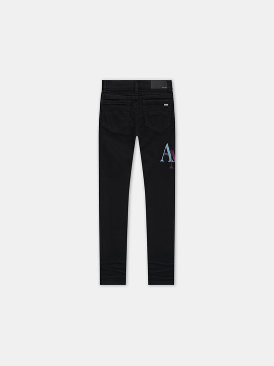 KIDS - KIDS' STAGGERED LOGO JEAN - Black