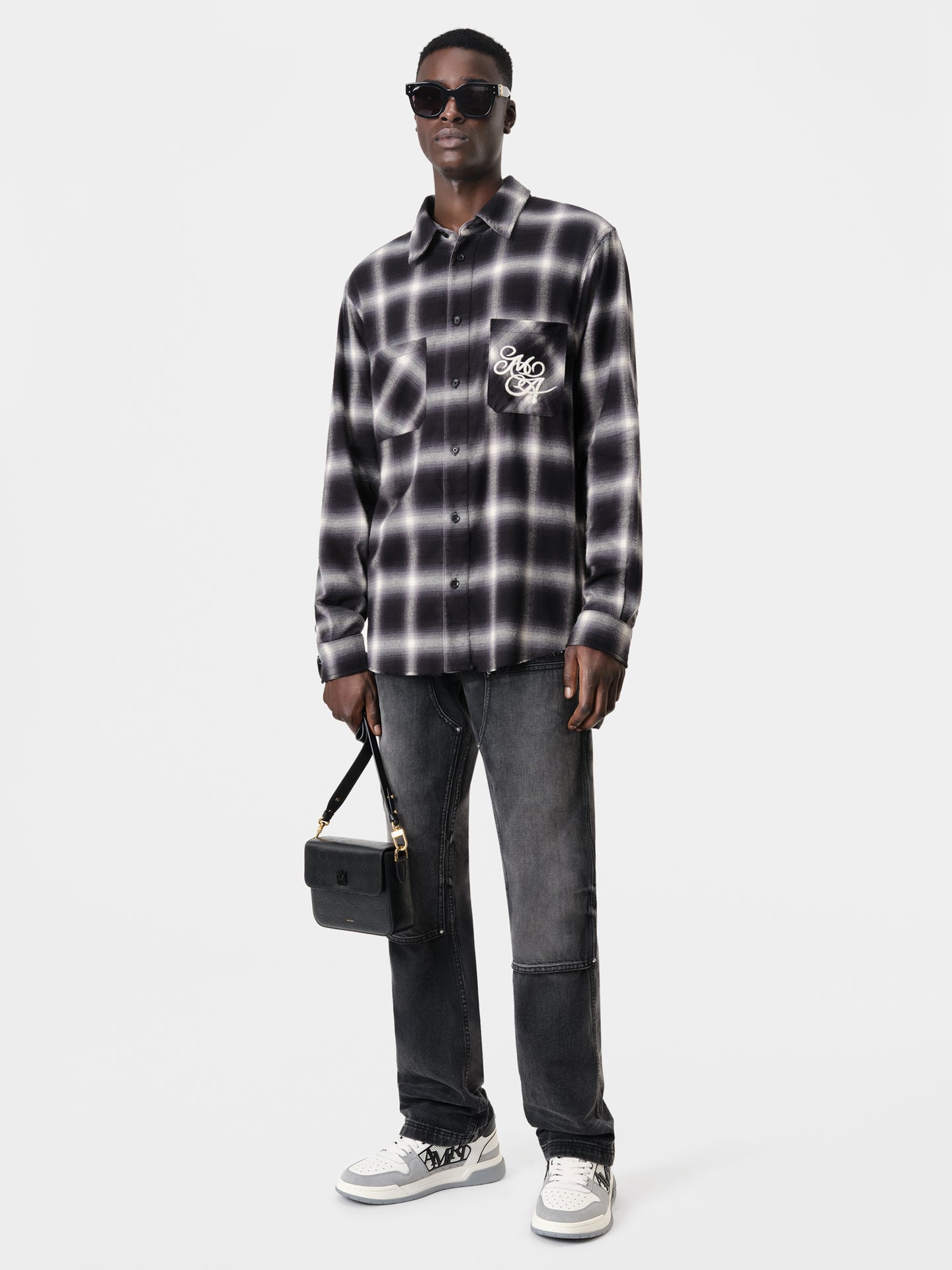 AMIRI SWIRL FLANNEL SHIRT - BLACK